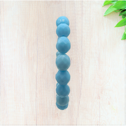 Opaque Turquoise Czech Glass Stretch Bracelet - Fan Sparkle