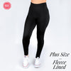 Black Fleece Lined Leggings - Plus Size - Fan Sparkle