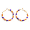 Purple & Orange Beaded Hoop Earrings - Fan Sparkle