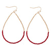 Red Dainty Beaded Teardrop Earrings - Fan Sparkle