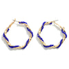 Royal Blue Twisted Bead Hoop Earrings - Fan Sparkle