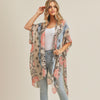 Sheer Medallion Print Kimono - Fan Sparkle
