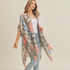 Sheer Medallion Print Kimono - Fan Sparkle