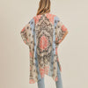 Sheer Medallion Print Kimono - Fan Sparkle