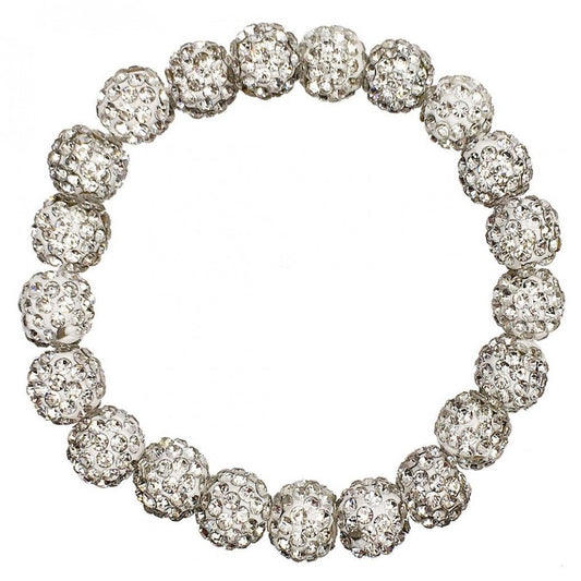 Light Silver Shamballa Beaded Stretch Bracelet - Fan Sparkle