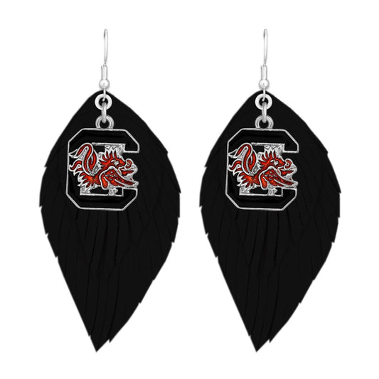 South Carolina Feather Logo Earrings - Fan Sparkle