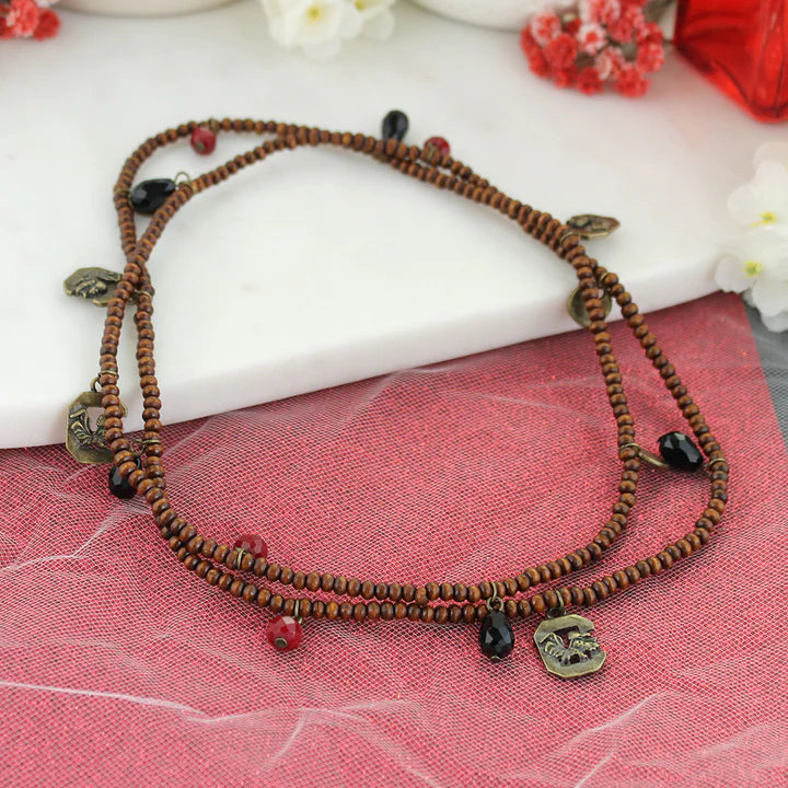 South Carolina Wood Bead Stretch Necklace - Fan Sparkle