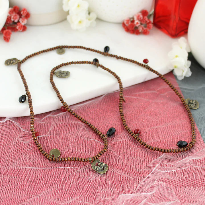 South Carolina Wood Bead Stretch Necklace - Fan Sparkle