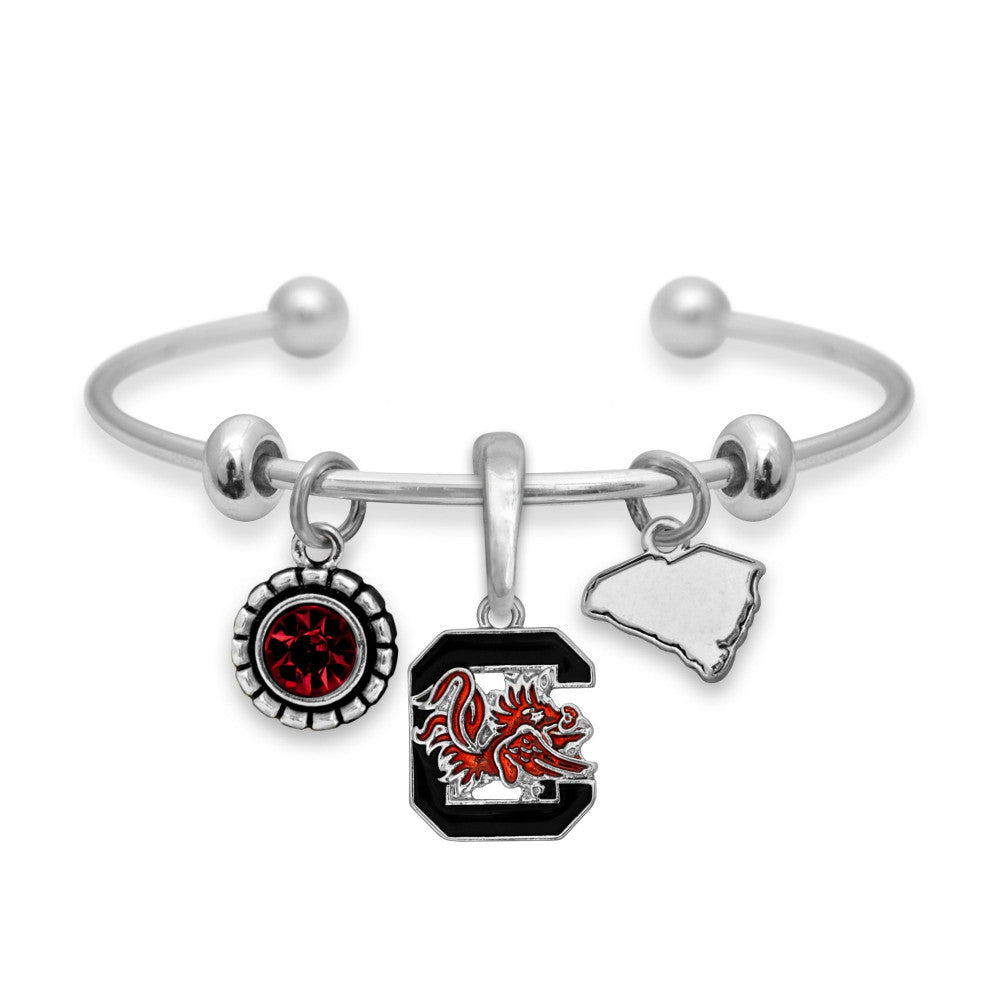 South Carolina Multi Charm & Rhinestone Cuff Bracelet - Fan Sparkle