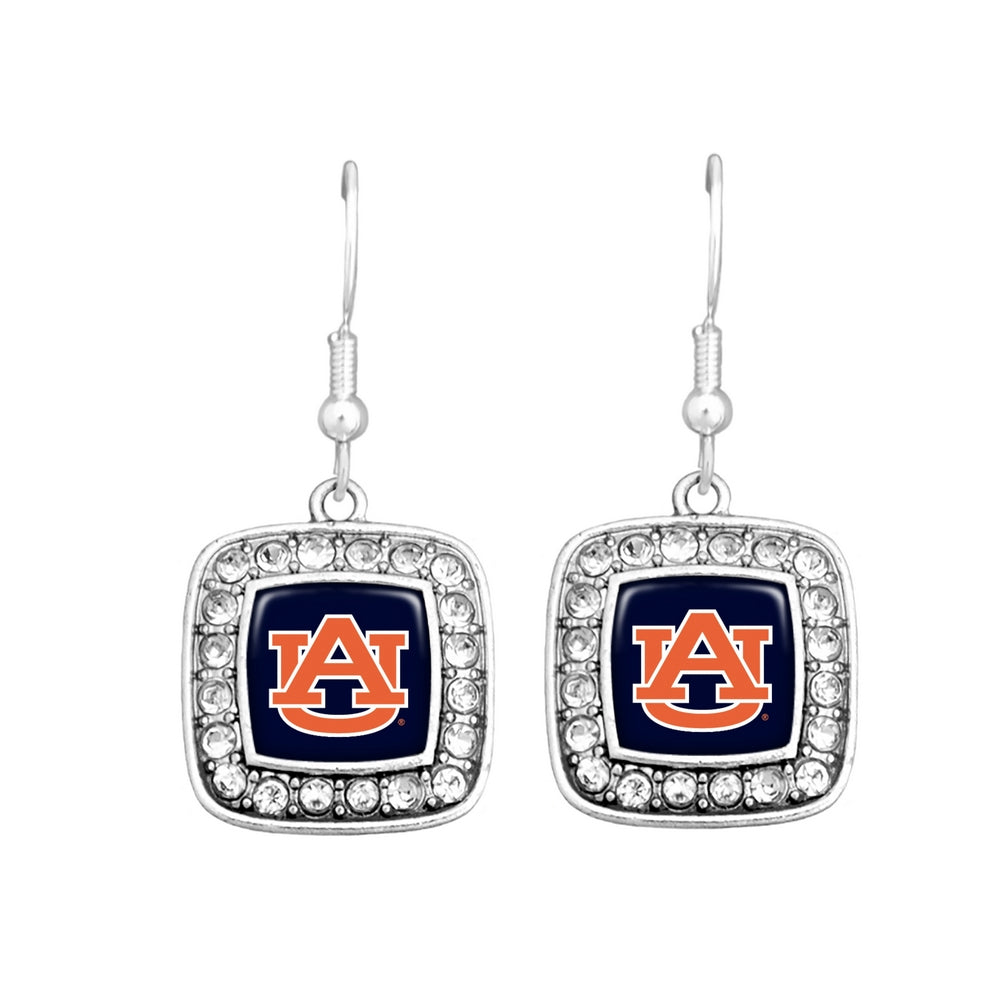 Auburn Rhinestone Square Earrings - Fan Sparkle