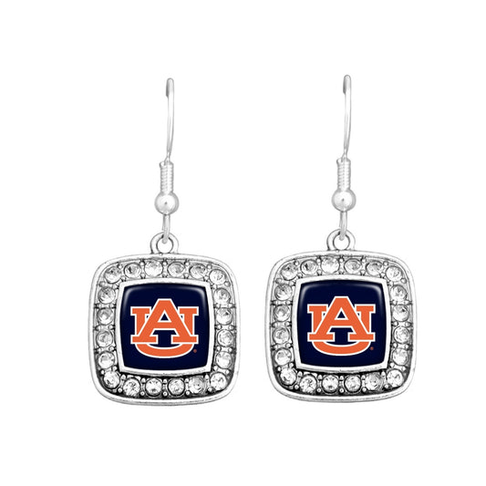 Auburn Rhinestone Square Earrings - Fan Sparkle