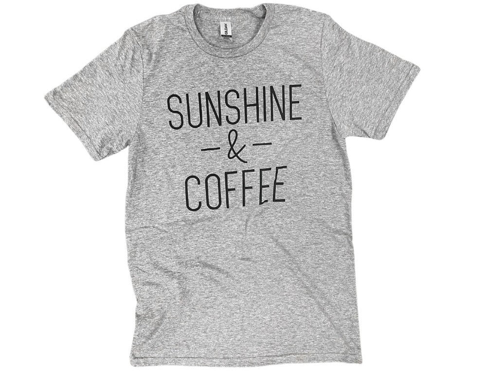 Sunshine & Coffee Graphic Tee - Gray - Fan Sparkle