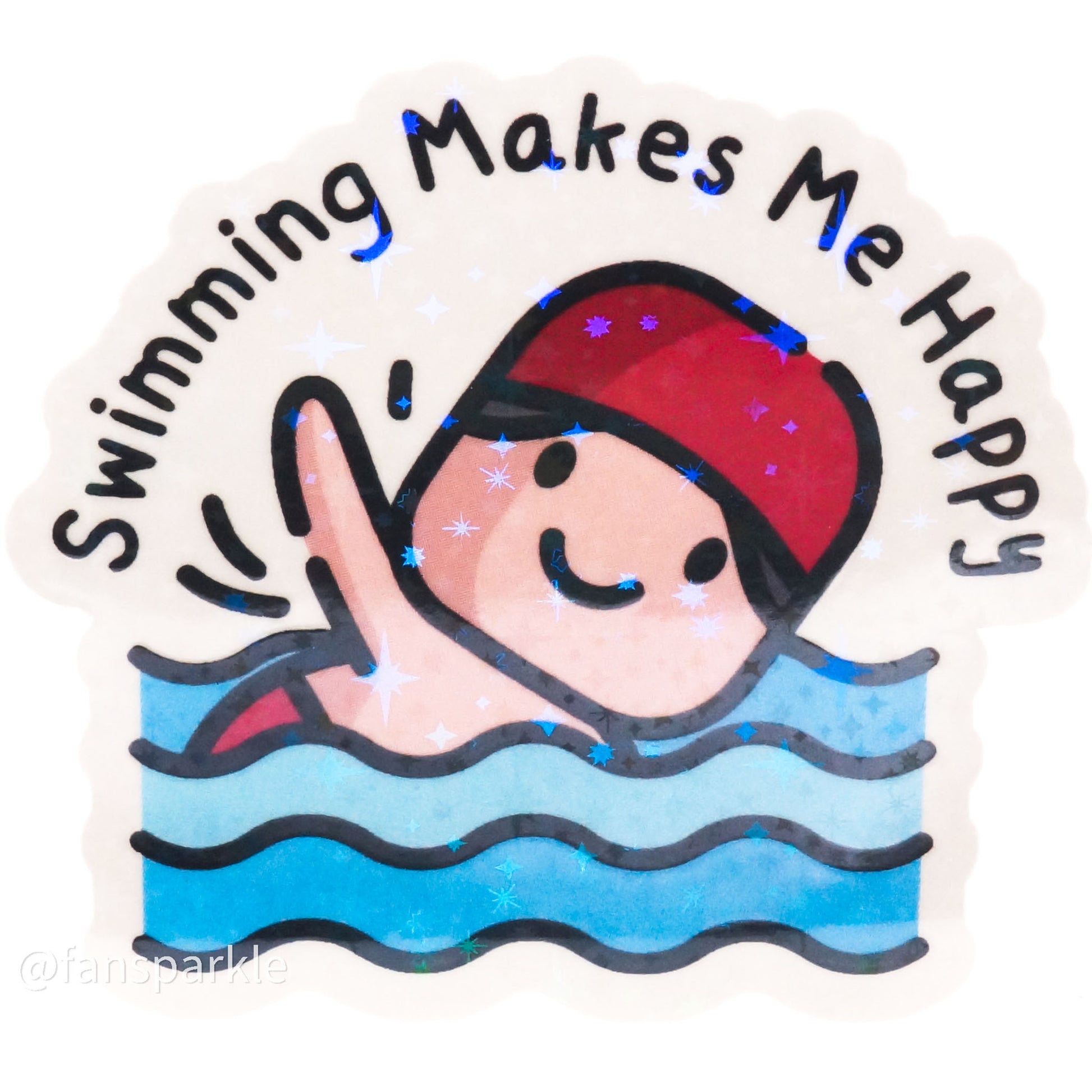 Swimming Makes Me Happy Sticker - Fan Sparkle