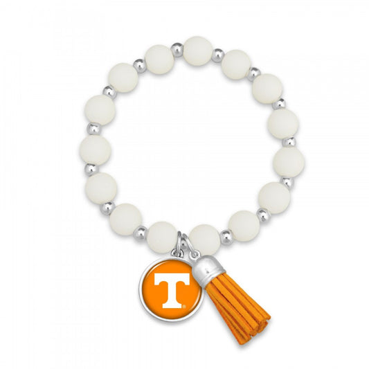 Tennessee Rubber Beaded Tassel Bracelet - Fan Sparkle