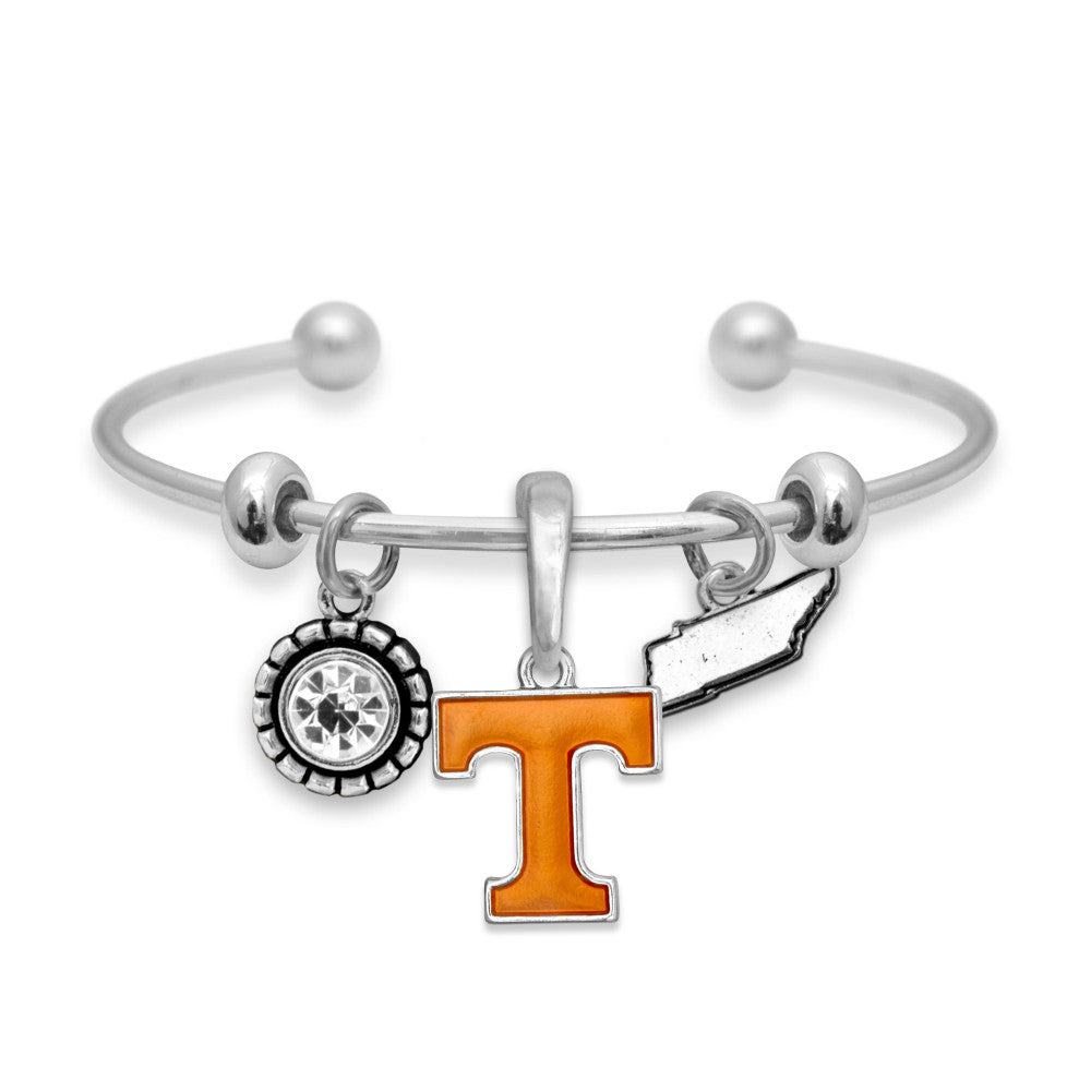 Tennessee Multi Charm & Rhinestone Cuff Bracelet - Fan Sparkle