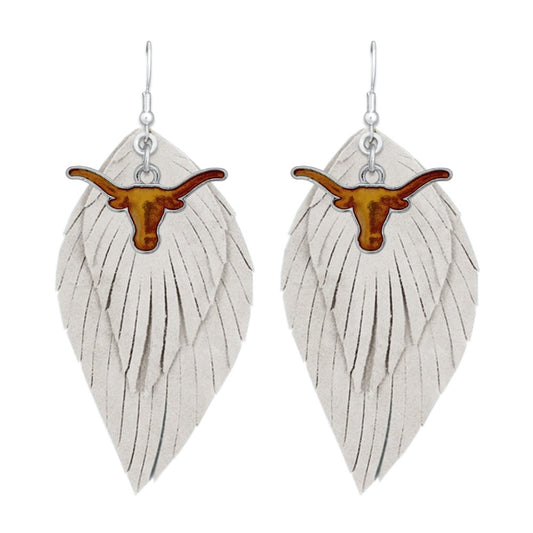 Texas Feather Logo Earrings - Fan Sparkle