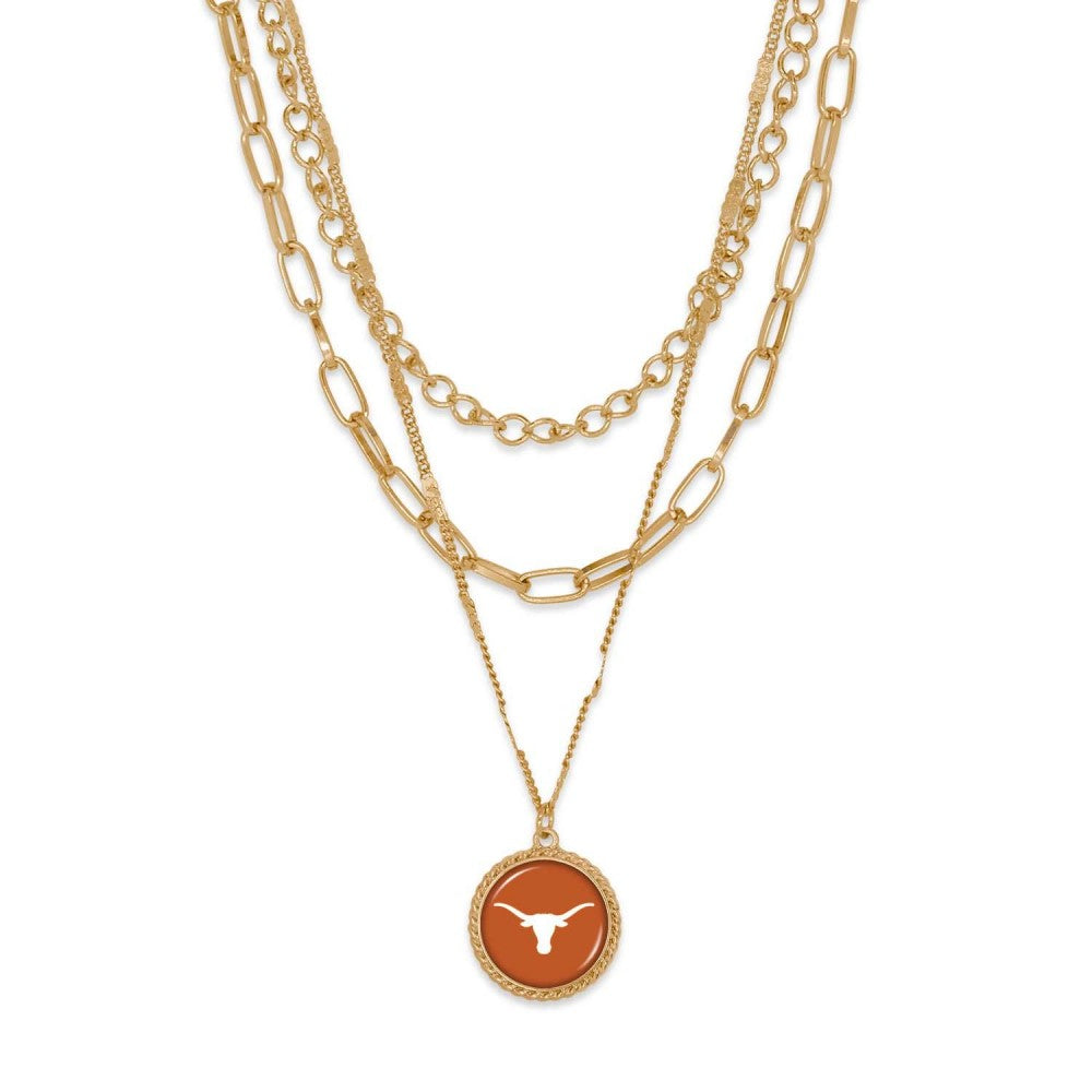 Texas Triple Gold Chain Necklace - Fan Sparkle
