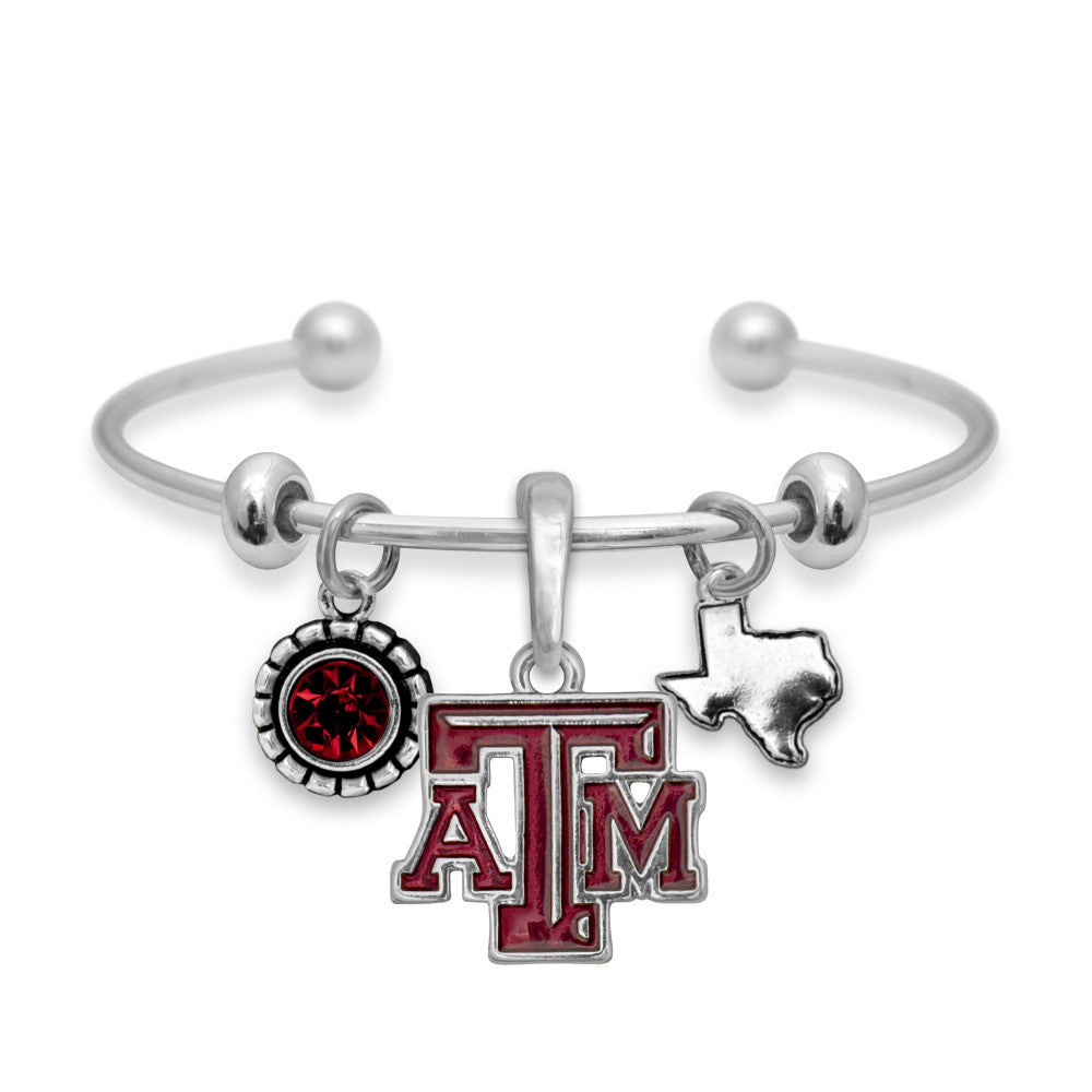 Texas A&M Multi Charm & Rhinestone Cuff Bracelet - Fan Sparkle