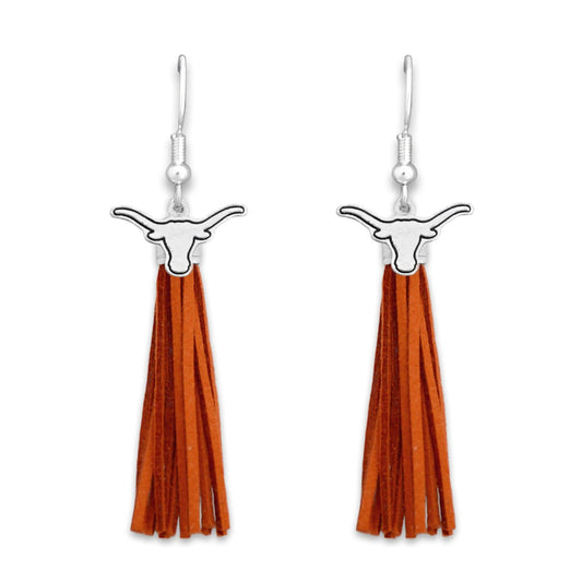 Texas Logo Tassel Earrings - Fan Sparkle
