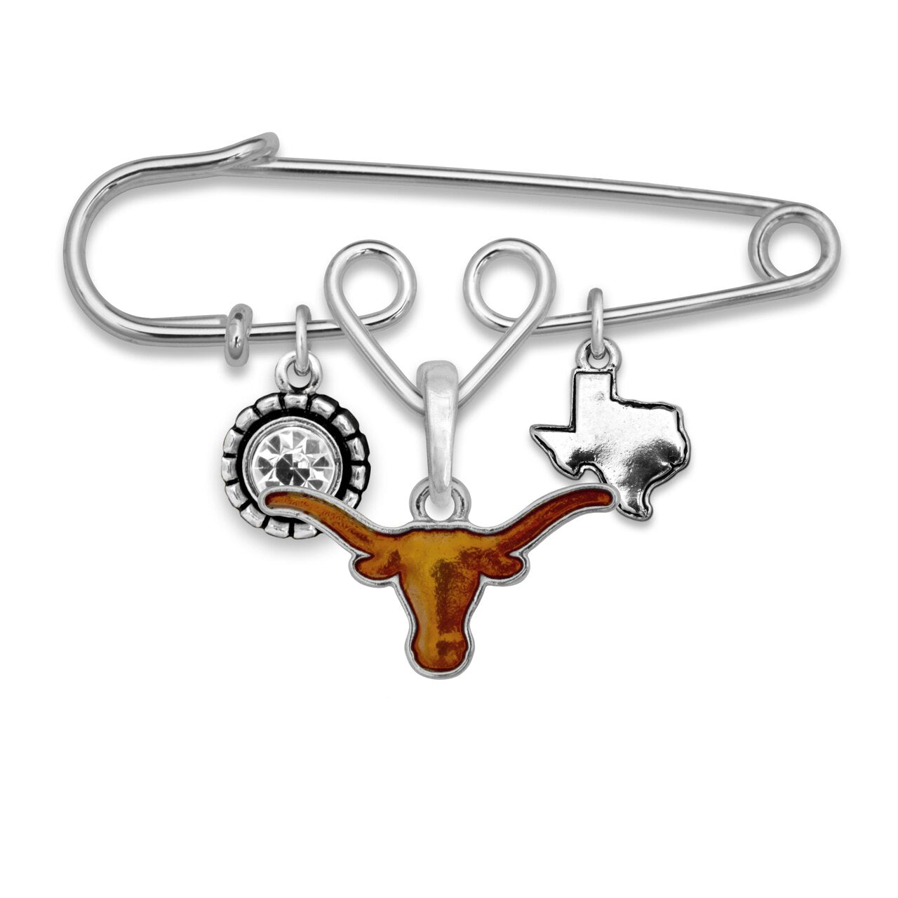 Texas Multi Charm & Rhinestone Pin - Fan Sparkle