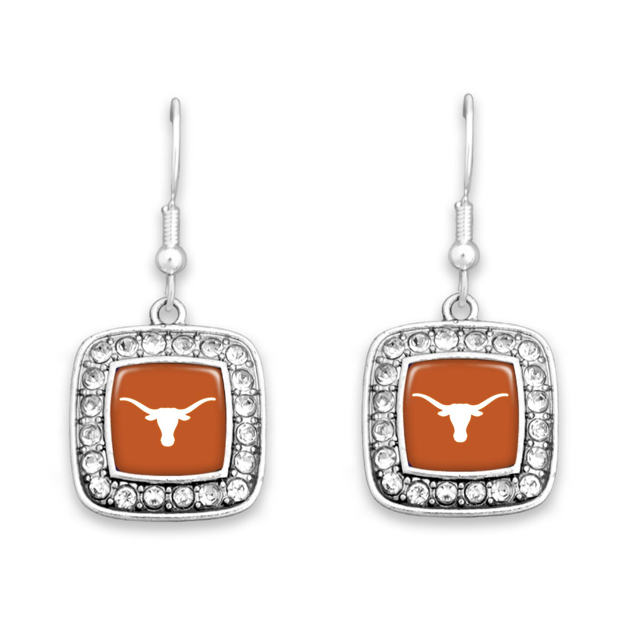 Texas Rhinestone Square Earrings - Fan Sparkle