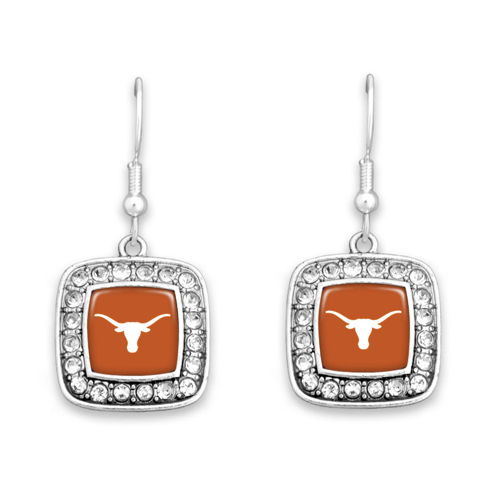 Texas Rhinestone Square Earrings - Fan Sparkle