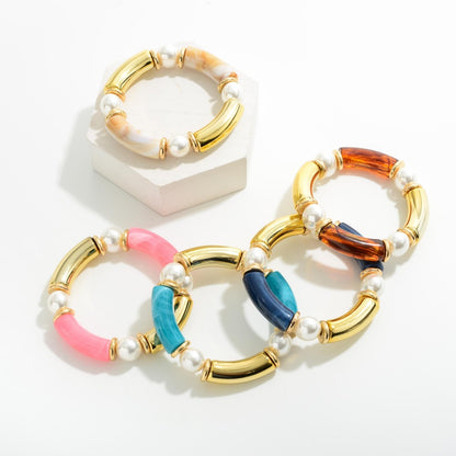Pink Tube Bead Bracelet - Fan Sparkle