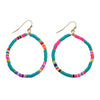 Turquoise & White Heishi Hoop Earrings - Fan Sparkle