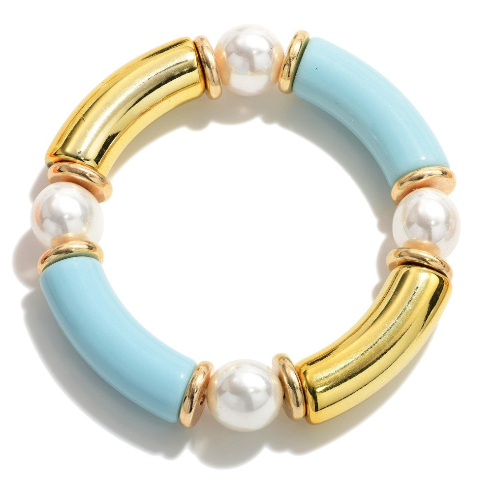 Turquoise Tube Bead Bracelet - Fan Sparkle