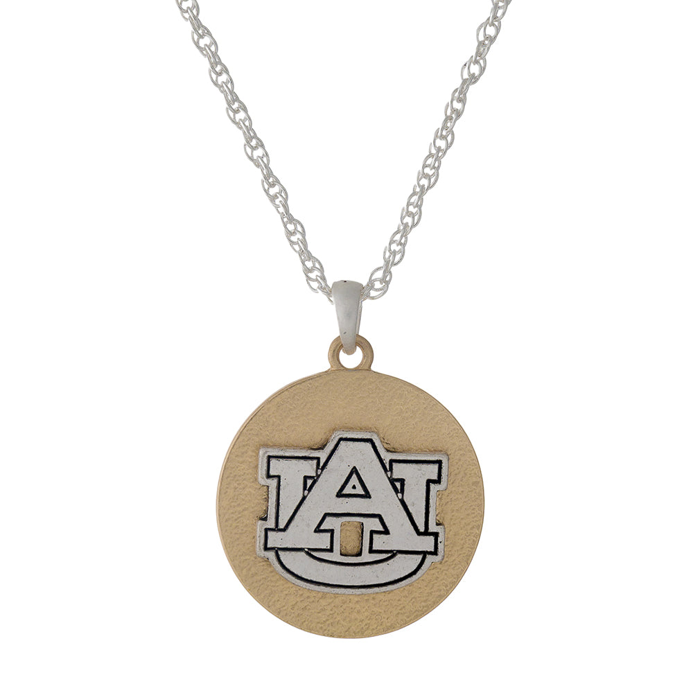 Auburn Two Tone Logo Necklace - Fan Sparkle
