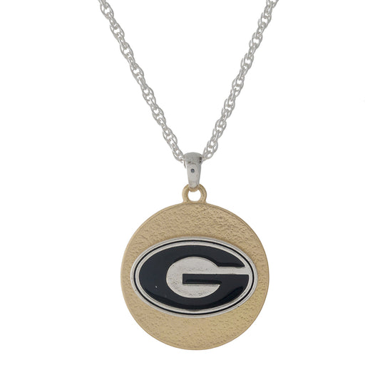 Georgia Two Tone Logo Necklace - Fan Sparkle