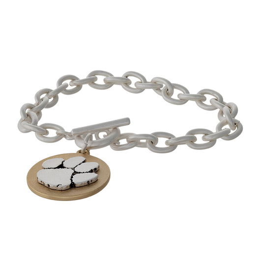 Clemson Two Tone Toggle Bracelet - Fan Sparkle