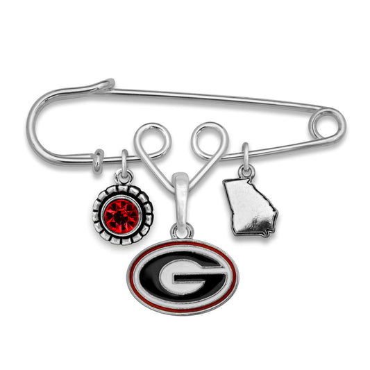 Georgia Multi Charm & Rhinestone Pin - Fan Sparkle