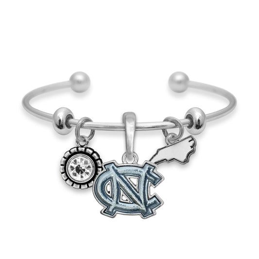 UNC Multi Charm & Rhinestone Cuff Bracelet - Fan Sparkle