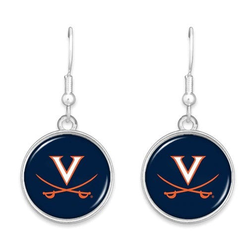 Virginia Round Logo Earrings - Fan Sparkle