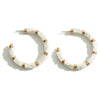 White Heishi Beaded Hoop Earrings - Fan Sparkle