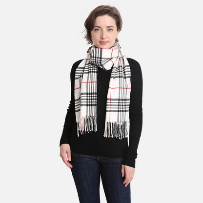 White Plaid Scarf - Fan Sparkle