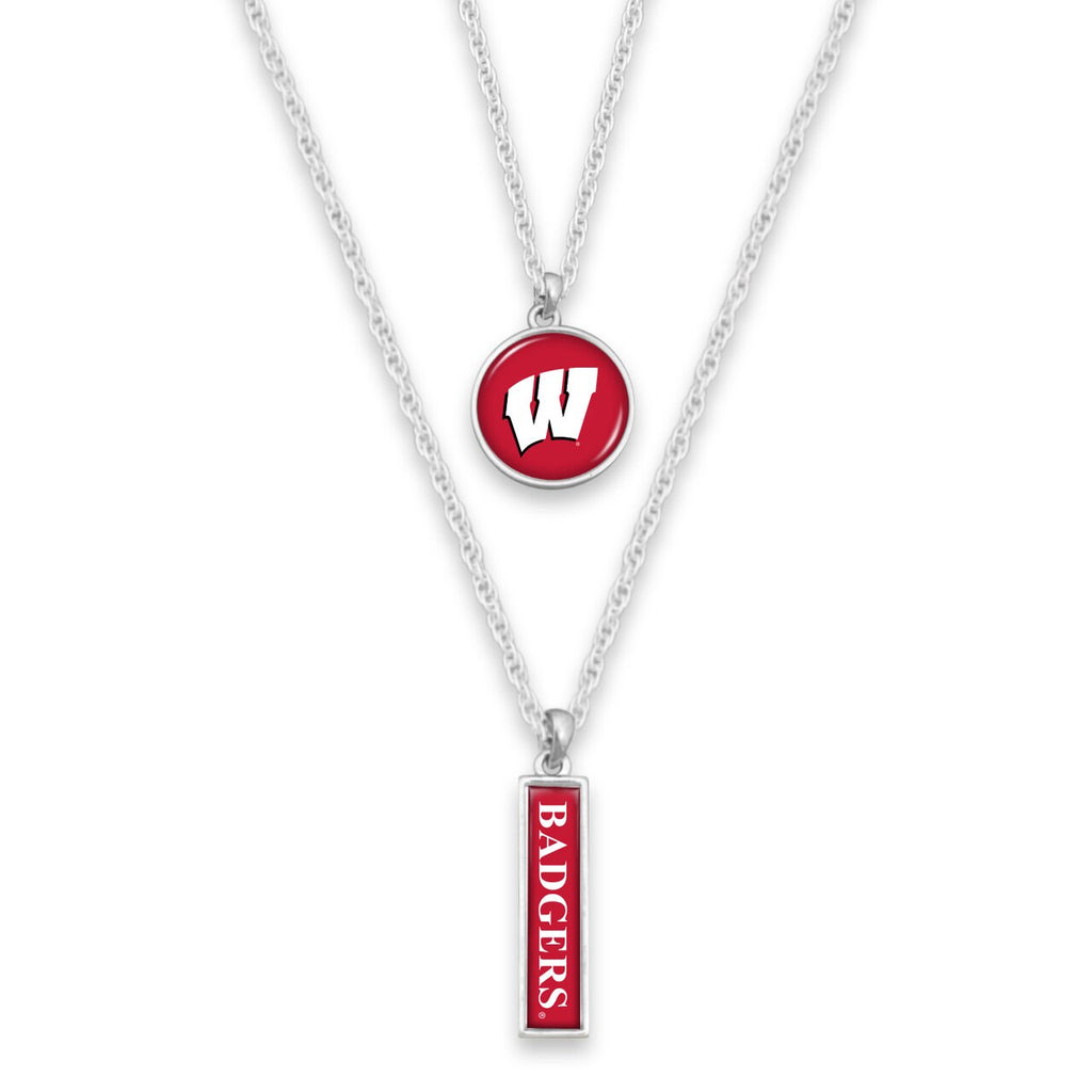 Wisconsin Double Layer Logo Necklace - Fan Sparkle