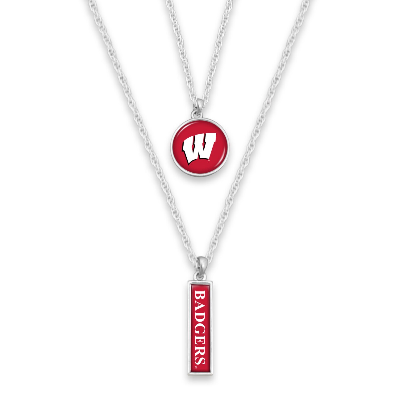 Wisconsin Double Layer Logo Necklace - Fan Sparkle