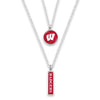 Wisconsin Double Layer Logo Necklace - Fan Sparkle
