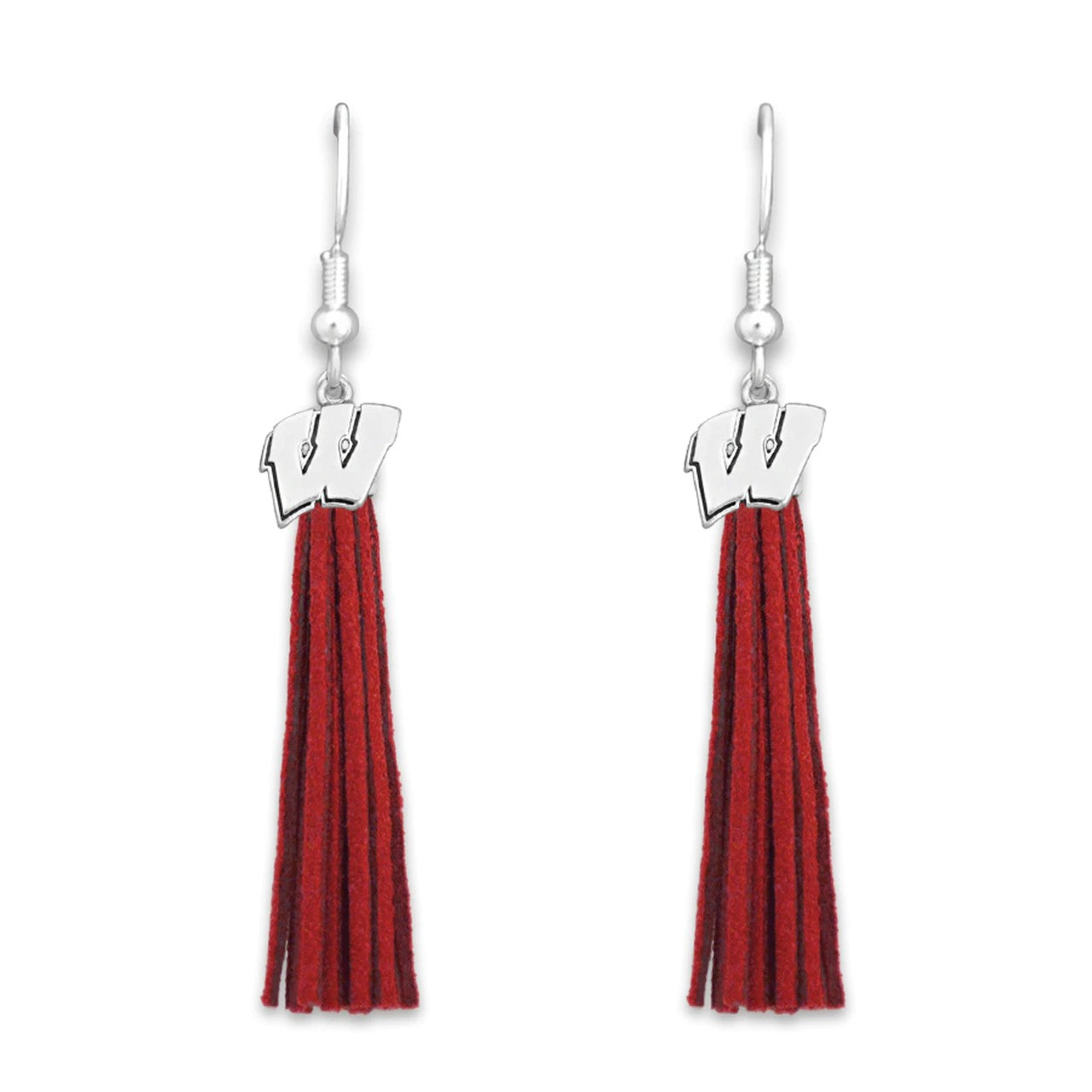 Wisconsin Logo Tassel Earrings - Fan Sparkle