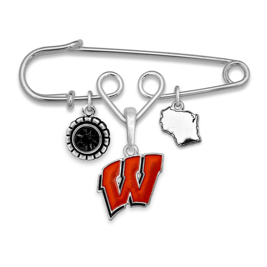Wisconsin Multi Charm & Rhinestone Pin - Fan Sparkle