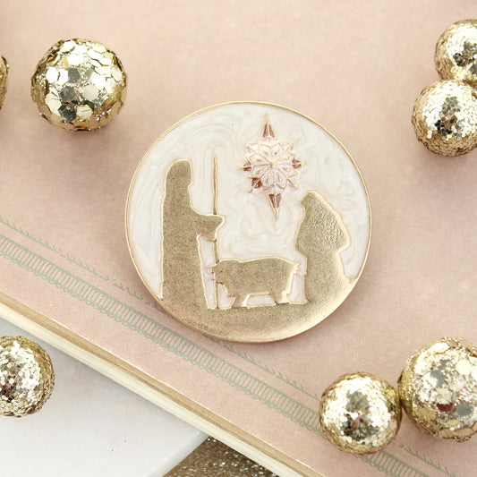 Enamel & Gold Christmas Nativity Pin/Pendant