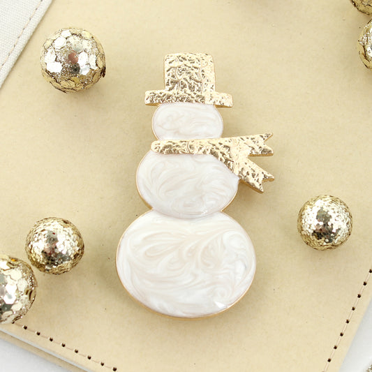 Enamel & Gold Snowman Christmas Pin/Pendant