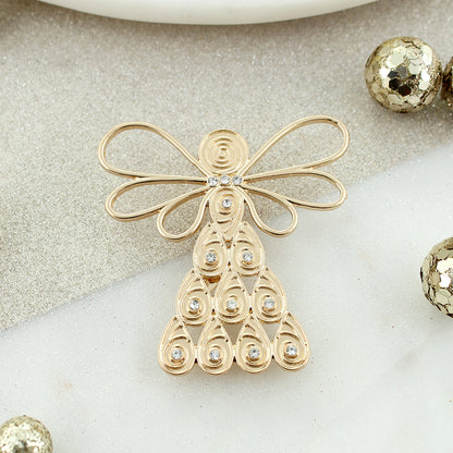 Gold & Crystal Angel Christmas Pin/Pendant