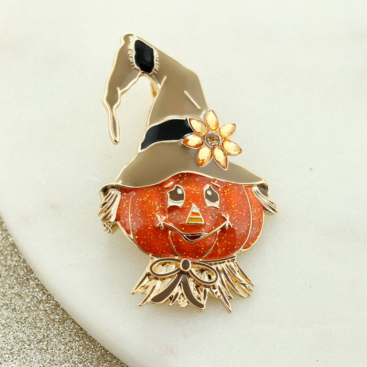 Pumpkin Scarecrow Head Pin/Pendant - Fall/Halloween