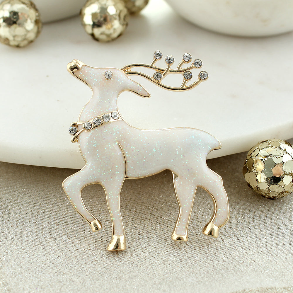 Gold Glitter Reindeer Christmas Pin/Pendant