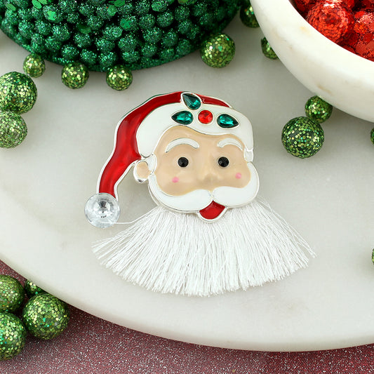 Fringe Beard Santa Face Christmas Pendant