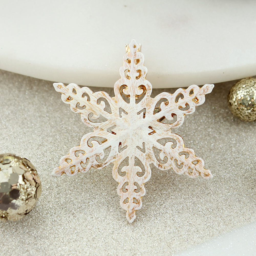 Gld Rustic Snowflake Christmas Pin/Pendant