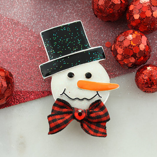 Glitter Snowman Face Christmas Pin/Pendant